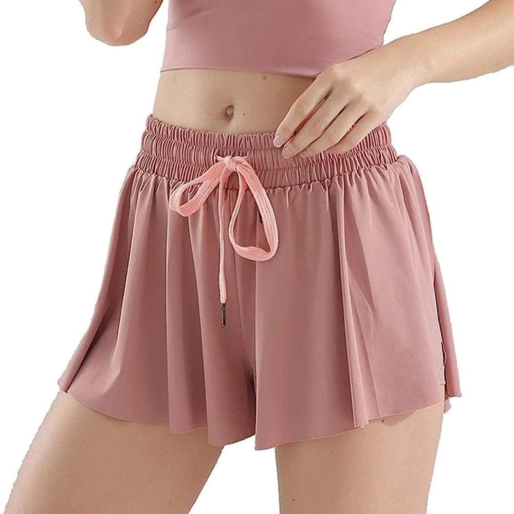 Pink Flowy Fitness Shorts